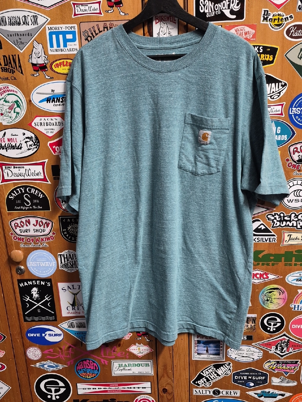 Carhartt Men's Short-Sleeve Pocket Tee in Teal Green XL Loose FIT